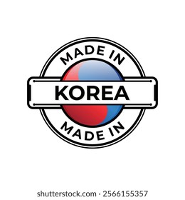 Made in Korea label icon emblem isolated on white background. Vector quality logo emblem design element. Vector illustration