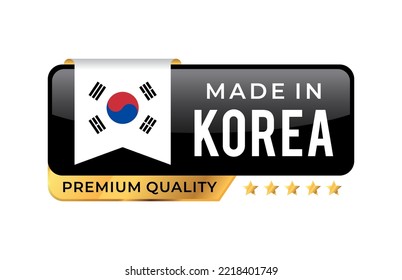 Made in Korea Premium Quality label. For icon, badge, emblem, packaging, banner, and other business product . Vector Illustration