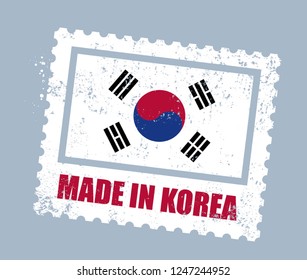 Made in Korea Stamp. Vector Illustration Sign.
