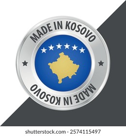 Made in Kosovo badge logo flag sticker 3d vector illustration isolated on white