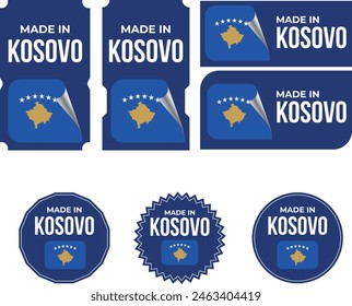 Made in Kosovo. Kosovo flag, Tag, Seal, Stamp, Flag, Icon vector