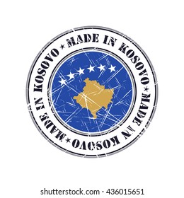 Made in Kosovo grunge rubber stamp with flag