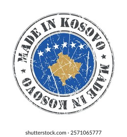 Made in Kosovo stamp scratched flag badge logo vector illustration