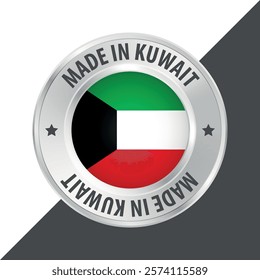 Made in Kuwait badge logo flag sticker 3d vector illustration isolated on white
