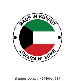 MADE IN KUWAIT Kreisstempel mit Fahne auf weißem Hintergrund Vektorillustration