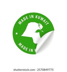 Made in Kuwait - Country Map Sticker. Best Quality. Original Product. Vector illustration.