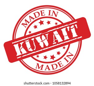 Made in Kuwait red rubber stamp illustration vector on white background