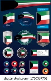 Made in KUWAIT Seal and Icon Collection,KUWAITI National Flag (Vector Art)
