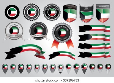 Made in Kuwait Seal, Kuwaiti Flag (Vector Art)