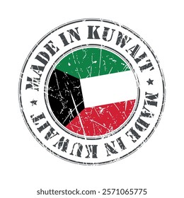 Made in Kuwait stamp scratched flag badge logo vector illustration