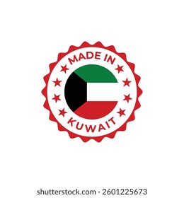 made in kuwait vector label badge design illustration with national flag colors and stars