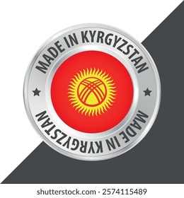 Made in Kyrgyzstan badge logo flag sticker 3d vector illustration isolated on white