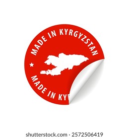 Made in Kyrgyzstan - Country Map Sticker. Best Quality. Original Product. Vector illustration.