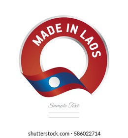 Made in Laos flag red color label logo icon