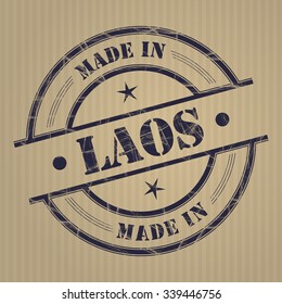Made in Laos grunge rubber stamp