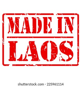 Made in laos red stamp text on white