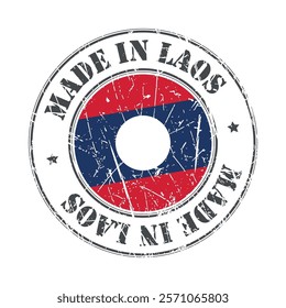 Made in Laos stamp scratched flag badge logo vector illustration