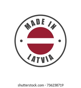 "Made in Latvia" badge with Latvian flag