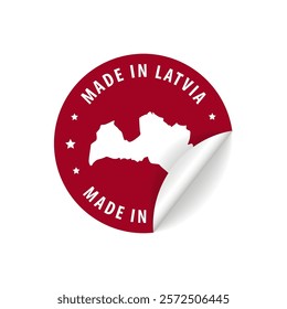 Made in Latvia - Country Map Sticker. Best Quality. Original Product. Vector illustration.