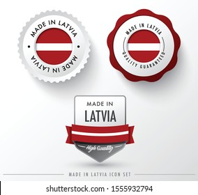 Made in Latvia icon set isolated on white background ,for infographics and banner templates : Vector Illustration