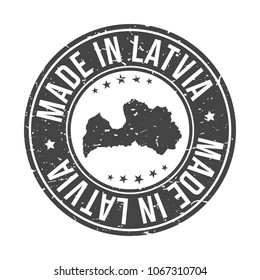 Made in Latvia Map. Quality Original Stamp Design Vector Art Seal badge Illustration.
