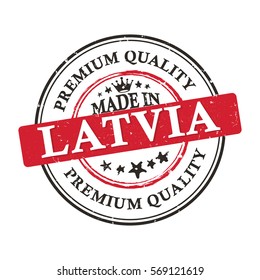 Made in Latvia, Premium Quality printable business grunge label / stamp.  Print colors used