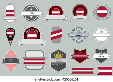 Made in Latvia Seal, Latvian Flag (Vector Art)