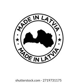 Hecho en Letonia Sello con mapa