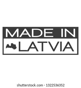 Made In Latvia. Stamp Rectagle Map. Logo Icon Symbol. Design Certificated. 