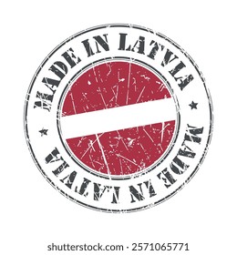 Made in Latvia stamp scratched flag badge logo vector illustration