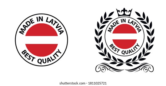 made in Latvia  vector stamp. bagge with