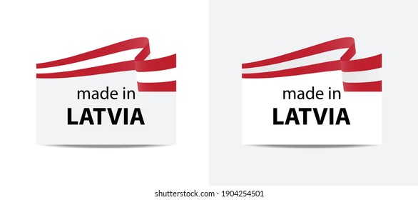 en Letonia, sello vectorial. bolsa con bandera de Letonia
