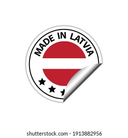 en Letonia, sello vectorial. bolsa con bandera de Letonia