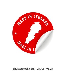 Made in Lebanon - Country Map Sticker. Best Quality. Original Product. Vector illustration.