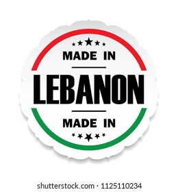 Made in Lebanon flag button label banner icon Sticker Thai design, on white background.vector