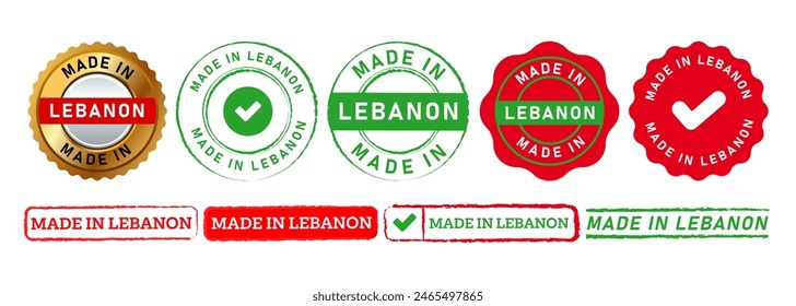 Made in Lebanon Rechteck und Kreis-Stempel-Siegel-Plaketten-Aufkleber-Zeichen für Zertifikat-Produkt-Land hergestellt