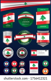 Made in LEBANON Seal and Icon Collection,LEBANESE National Flag (Vector Art)
