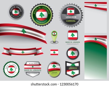 Made in Lebanon seal, Lebanese flag and color --Vector Art--