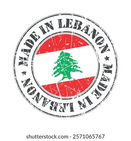 Made in Lebanon stamp scratched flag badge logo vector illustration