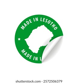 Made in Lesotho - Country Map Sticker. Best Quality. Original Product. Vector illustration.