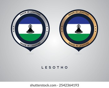 Made in Lesotho. labels, stickers, pointer, badge and symbol of Lesotho flag icon. Collection vector illustration