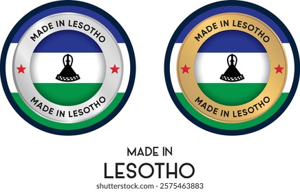 Made in Lesotho. Premium labels, stickers, pointer, badge and symbol of Lesotho flag icon. Collection vector illustration