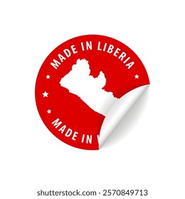 Made in Liberia - Country Map Sticker. Best Quality. Original Product. Vector illustration.