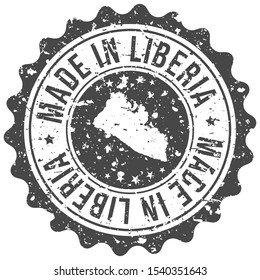 Made In Liberia. Map Travel Stamp. Icon Country Design. National Export Seal.
