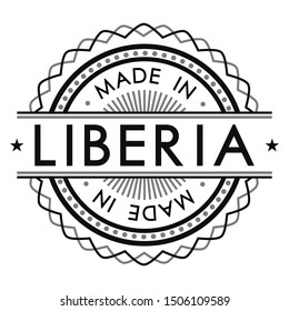 Made in Liberia Stamp. Logo Icon Symbol Design. Security Seal Style.