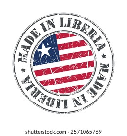 Made in Liberia stamp scratched flag badge logo vector illustration