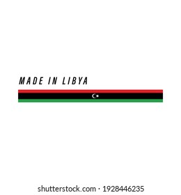 Made in Libya, badge or label with flag isolated on white background