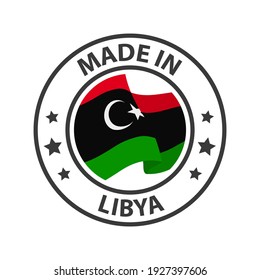 Icono hecho en Libia. Etiqueta adhesiva. Ilustración del vector