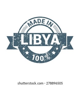 Made in Libya - Round blue grunge rubber stamp design isolated on white background. vector illustration vintage texture.