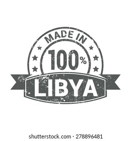 Made in Libya - Round gray grunge rubber stamp design isolated on white background. vector illustration vintage texture.